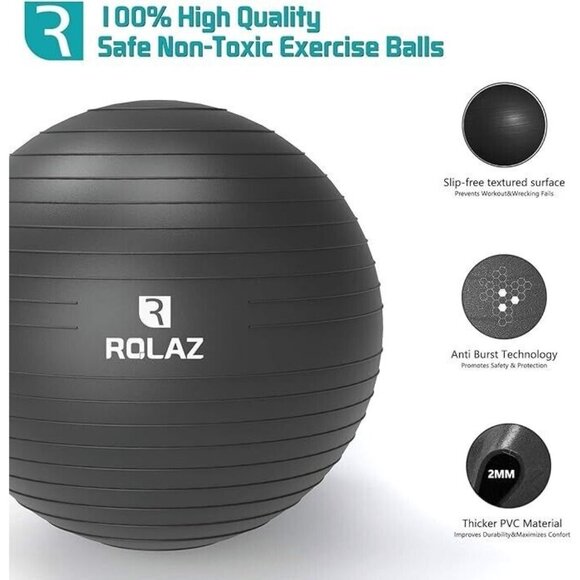 Rolaz Unbreakable Exercise Ball Yoga Stability Fitness Workout Medium Gray 55cm - Picture 2 of 11